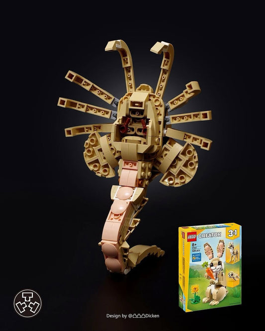 Lief klein konijntje heeft een facehugger op zijn neus