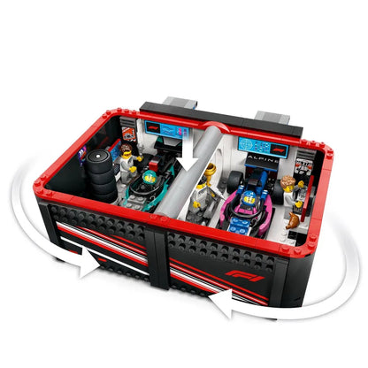 LEGO Pitbox met Mercedes AMG en Alpine F1 auto's 60444 City