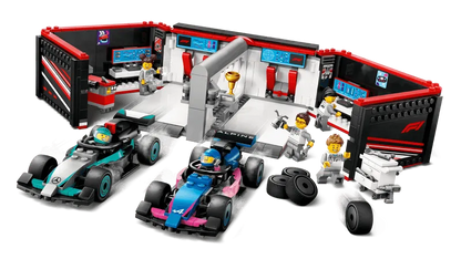 LEGO Pitbox met Mercedes AMG en Alpine F1 auto's 60444 City