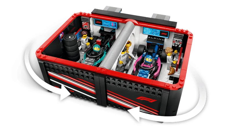 LEGO Pitbox met Mercedes AMG en Alpine F1 auto's 60444 City