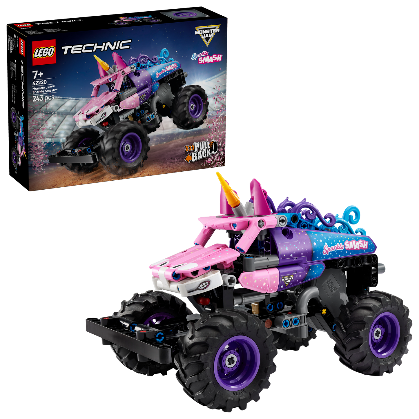 LEGO Technic Monster Jam Sparkle Smash Pull-Back Monstertruck Speelgoed voor Kinderen 42220