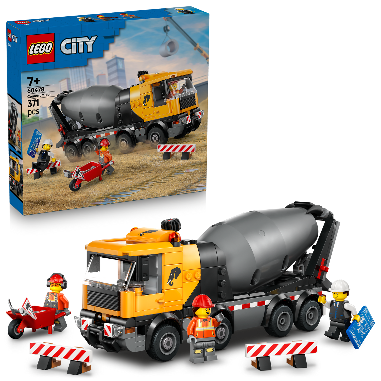LEGO® City Cementwagen - Groot Bouwvoertuig met 3 Minifiguren voor Kinderen Vanaf 7 Jaar - 60478