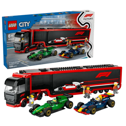 LEGO F1 Truck met Red Bull RB20 & Aston Martin AMR24 F1 auto's 60445 City