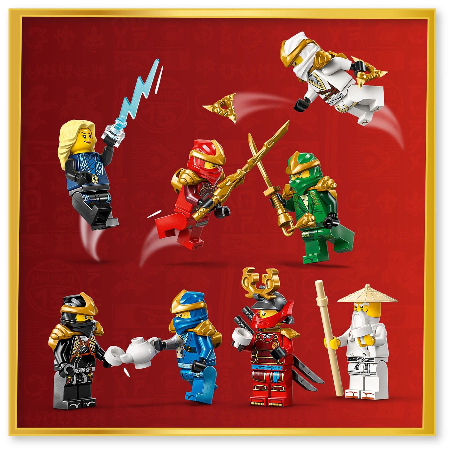 LEGO® NINJAGO® 15-Jarig Jubileum: Display met Ninjapersonages - 8 Minifiguren - Displaystandaard - 71866