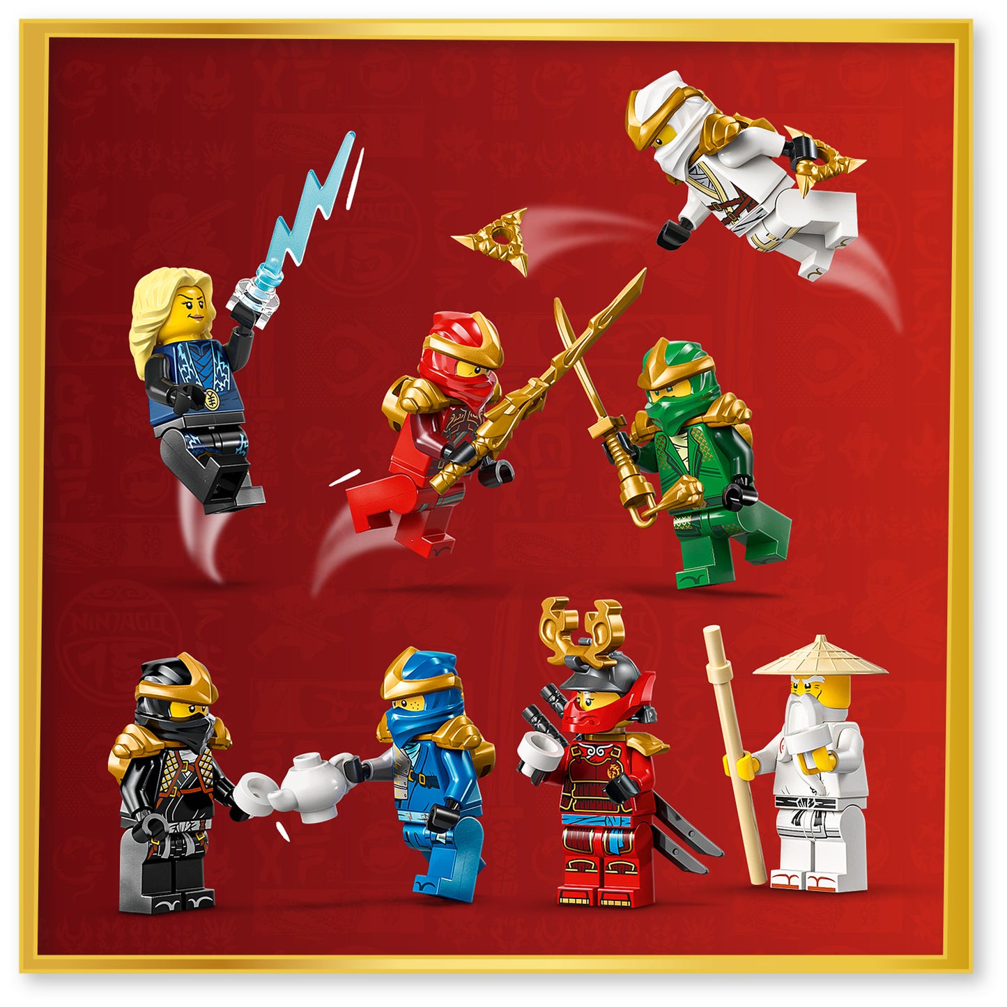 LEGO® NINJAGO® 15-Jarig Jubileum: Display met Ninjapersonages - 8 Minifiguren - Displaystandaard - 71866