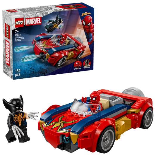 LEGO Marvel Spider-Man Auto vs. Venomized Wolverine Superheld Speelgoed voor Kinderen 76336