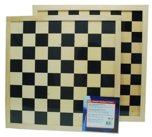 Schaak/Dambord triplex Zwart 45mm/36mm/40cm