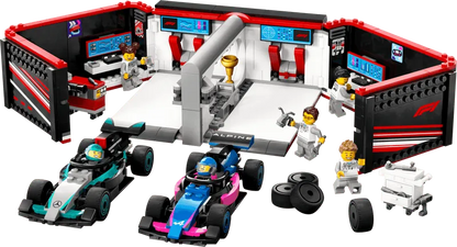 LEGO Pitbox met Mercedes AMG en Alpine F1 auto's 60444 City