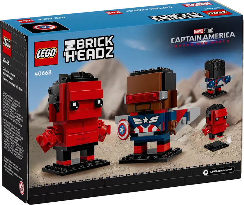 LEGO Captain America en Rode Hulk figuren 40668 Brickheadz