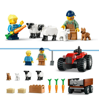 LEGO Rode tractor met aanhanger en schapen 60461 City