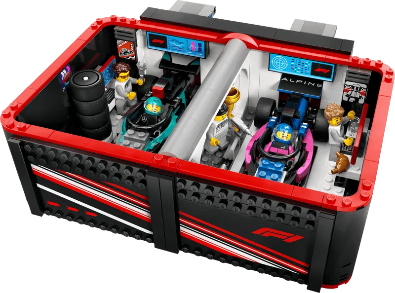 LEGO Pitbox met Mercedes AMG en Alpine F1 auto's 60444 City