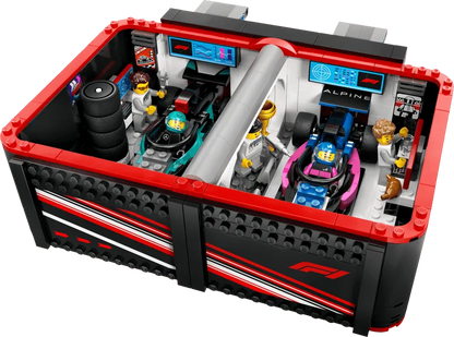 LEGO Pitbox met Mercedes AMG en Alpine F1 auto's 60444 City