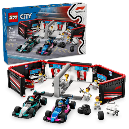 LEGO Pitbox met Mercedes AMG en Alpine F1 auto's 60444 City