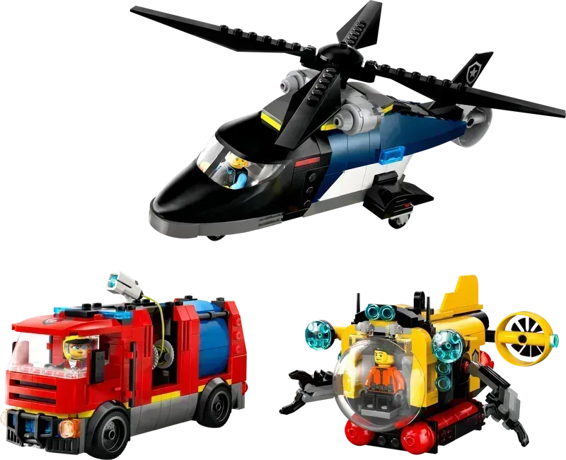 LEGO Helikopter, brandweerwagen en Onderzeeer 60462 City