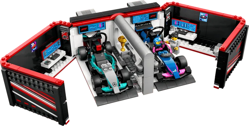 LEGO Pitbox met Mercedes AMG en Alpine F1 auto's 60444 City