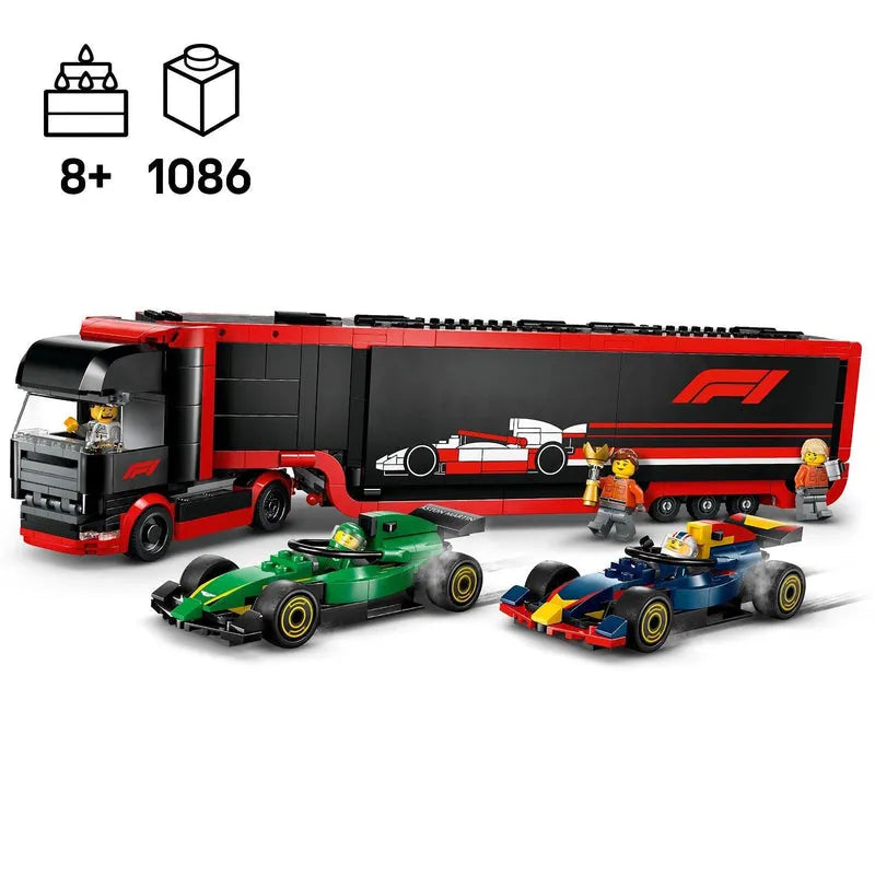 LEGO F1 Truck met Red Bull RB20 & Aston Martin AMR24 F1 auto's 60445 City